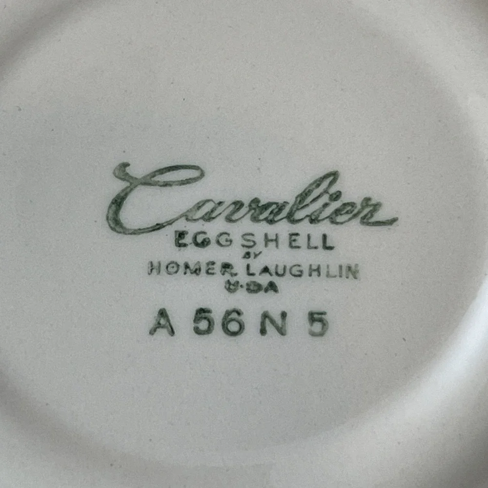 Vintage 1953 Homer Laughlin Cavalier Eggshell Cup & Saucer Set CV17 Gray Floral